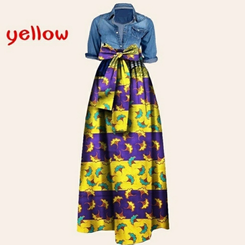 Woman's African Print Dashiki Long Max Aline Ball